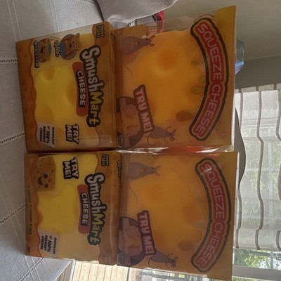 SmushMart Squeeze Cheese, Squeeze Cheese Squishy Squeeze Toy, Yellow Orange, 4