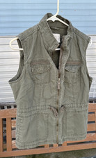 A New Day L Women's Vest Sleeveless Army Green Utility Pockets Military Casual