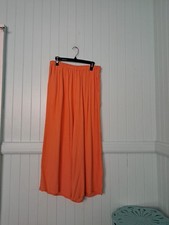 Jams World Wide Leg Cropped Rayon Pants Sz L Elastic Waist Apricot Orange