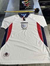 VINTAGE England Football Shirt Large White Umbro Home Kit 1997 1998 Jersey Retro