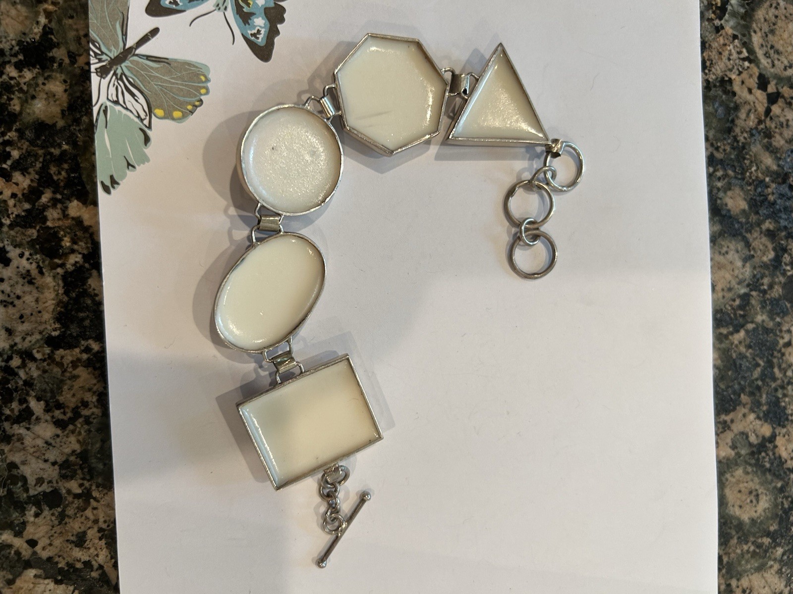 Vintage Sterling Silver Multi shell Bracelet 925 … - image 5