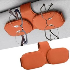 2 PCS Magnetic Leather Sunglasses Holder for Car Sun Visor Eyeglass Hanger Clip