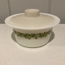 Tazón de mantequilla PYREX Green Spring Blossom Crazy Daisy CON TAPA de plástico