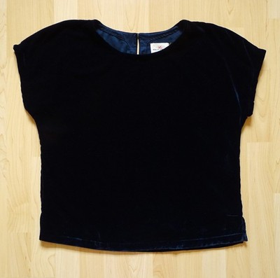 Lindex Holly & Whyte Shirt Kurzarm Pullover aus SAMT Gr. M Damen dunkelblau