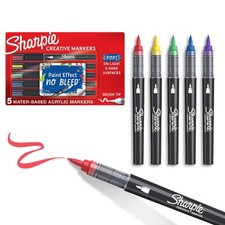 Sharpie Creative Markers, Water-Based Acrylic Markers, Brush Tip,Assorted Colors