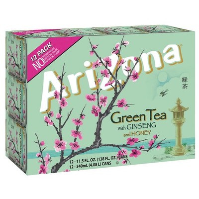 Arizona Green Tea with Ginseng and Honey, 11.5 Fl Oz Cans (12-Pack