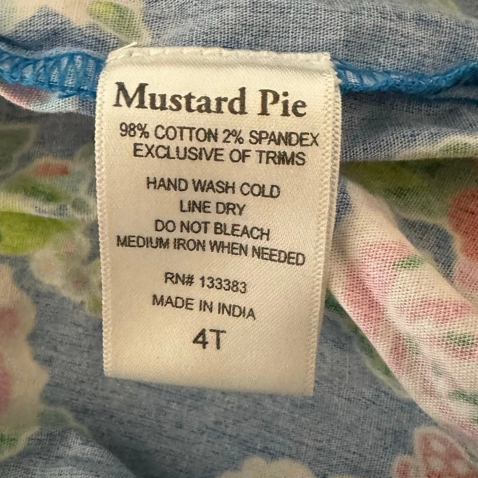 Vestido Giratorio Circular Pastel Mostaza Niñas Pequeñas Talla 4T Volantes Floral Rosa Azul Foto 2 de 4