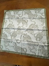 Silky Leopard Print Square Scarf with Olive Green Border 272