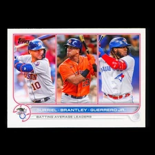 Gurriel | Brantley | Guerrero Jr. 2022 Topps Checklist AL AVG Leaders