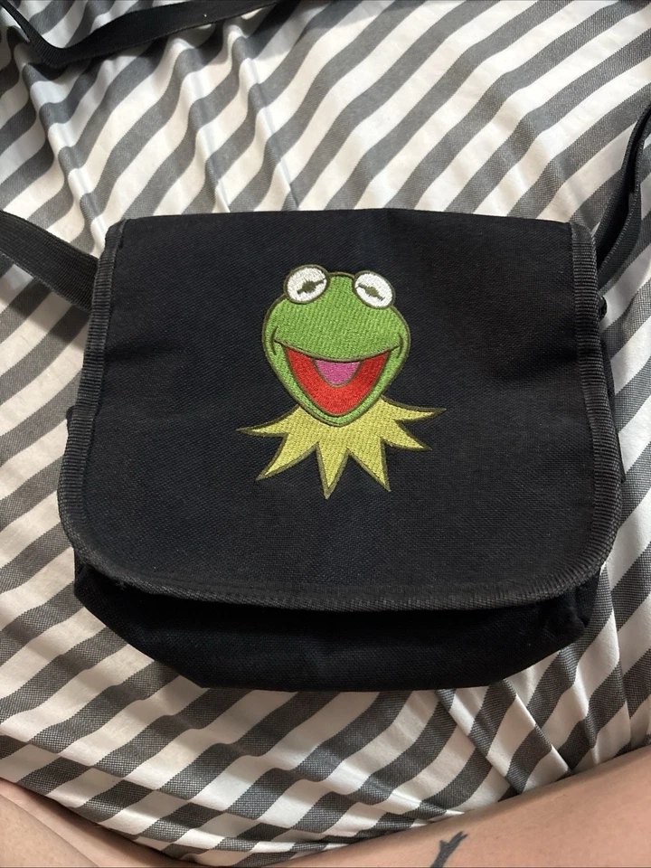 Vintage Kermit The Frog Jim Henson Productions Black Mini Messenger Bag RARE - Bild 2 von 2