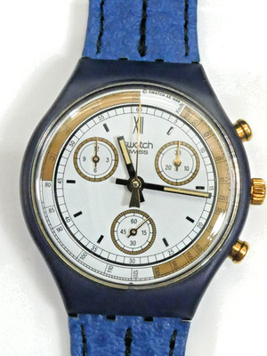 A Very Early 1990 Swatch CHRONO Watch SCN100 SKIPPER, UNGETRAGEN NEW BATT BOX PAPERS