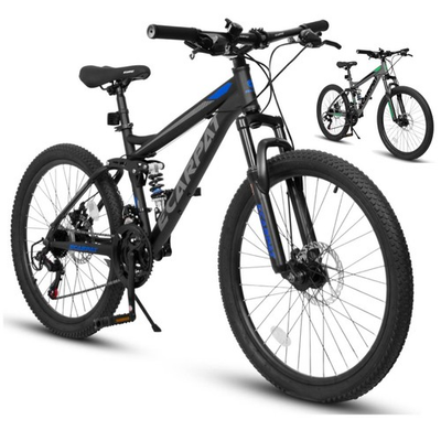#ad Full Suspension Mountain Bike 21 Speed Mechanical Disc Brakes MTB Road Bicycle $302.32