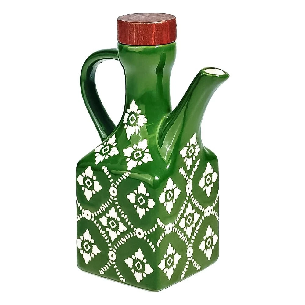 Ceramic Olive Oil Dispenser Bottle, 8.5 oz Decanter for Kitchen with Handle &...