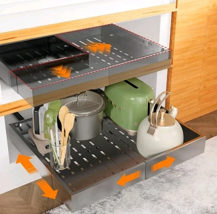 NATURE'S SOURCE 2 Pack Pull Out Cabinet Organizer Expandable Width 12"-18"...
