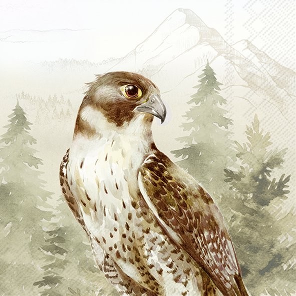 4 x Paper Napkins/33cm/3Ply/Decoupage/Craft/Birds/Hawk in the Countryside