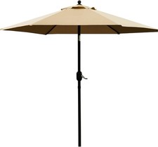 Durable 7.5' Outdoor Umbrella - Elegant Tan with Easy Crank Auto Tilt