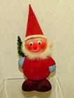 Vintage SANTA Claus CANDY Container w/ Xmas TREE Flocked Paper Papier Mache