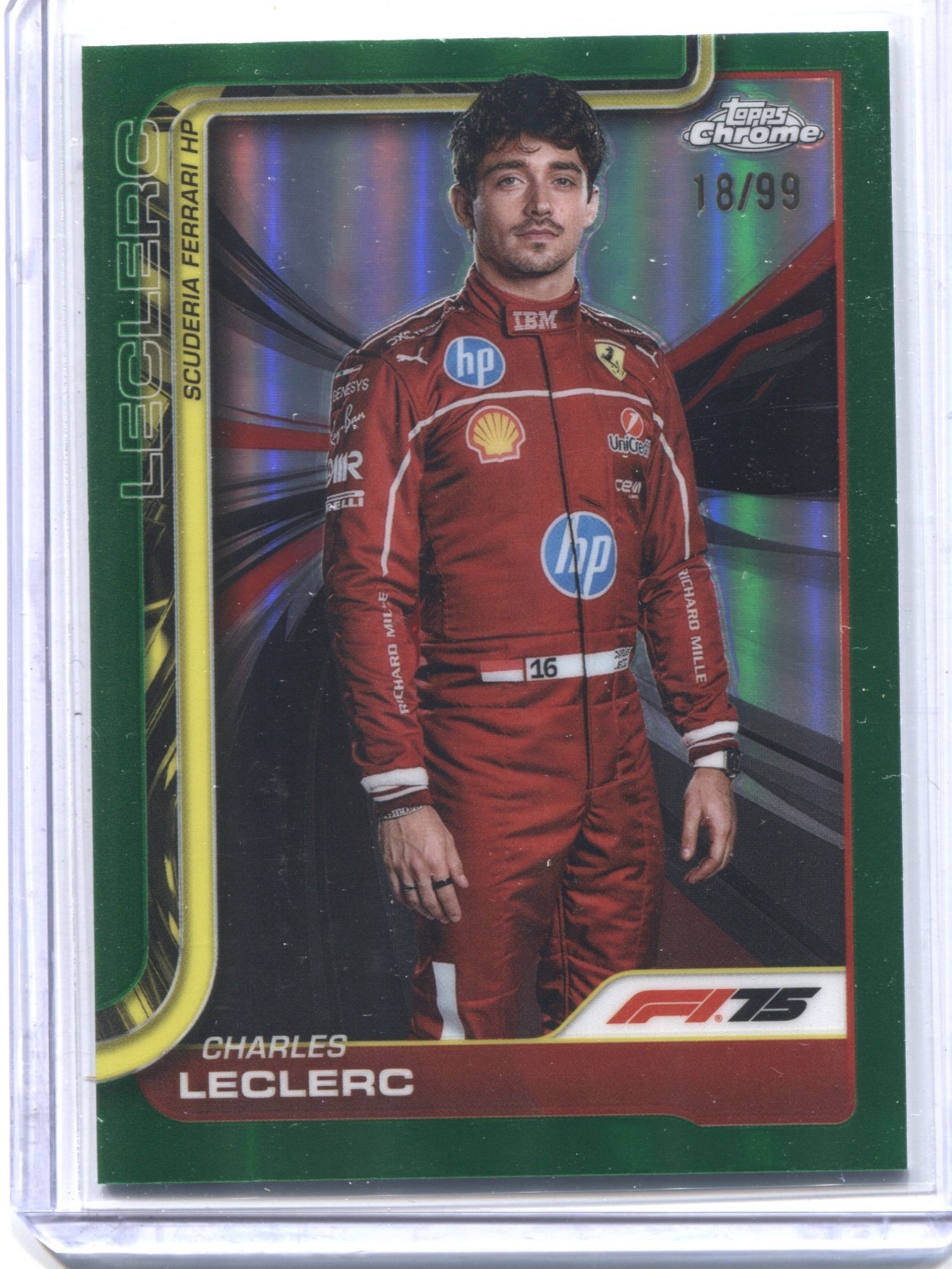 2025 F1 Topps Chrome Charles Leclerc #3 Portrait Green Refractor/99 SP