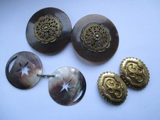Antique buckles Edwardian and At Deco, metal and mother of pearl - antique