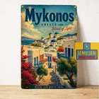 Mykonos Greece Island Vintage Travel Metal Tin Sign Poster 20x30cm Airbnb Decor