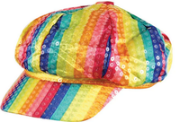 Wicked Regenbogen Pailletten Cap Erwachsene Disco Neon Fancy Dress Hut