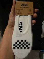 VANS Women's No Show Socks 3 Pair White Checkerboard Size 7-10