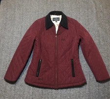 Horseware Ireland Quilted Equestrian Jacket Women’s S Maroon Corduroy Trim