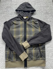 Penguin By Munsingwear Mens Medium Navy Blue Full Zip Up Hoodie Sweatshirt Plaid