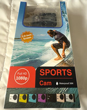Sports Cam 1080p HD Waterproof 30m Action Camera, 2" Screen, Black