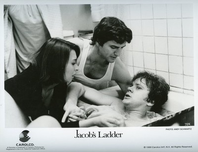 JACOB'S LADDER 8x10 b/w Press Photo /Scene with Tim Robbins & Elizabeth Pena