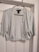 EUC White House Black Market Shrug, XL, Mint Green Sparkle, short sleeve Perfect