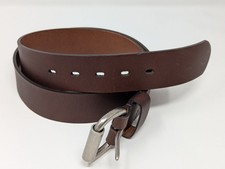 Dark Brown Full Grain Leather Belt 45" Heavy Duty Classic Buckle