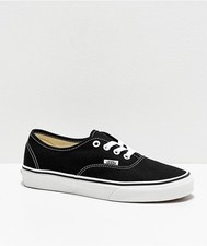 Men's Vans Authentic Black and White Canvas Skate Shoes Black / White