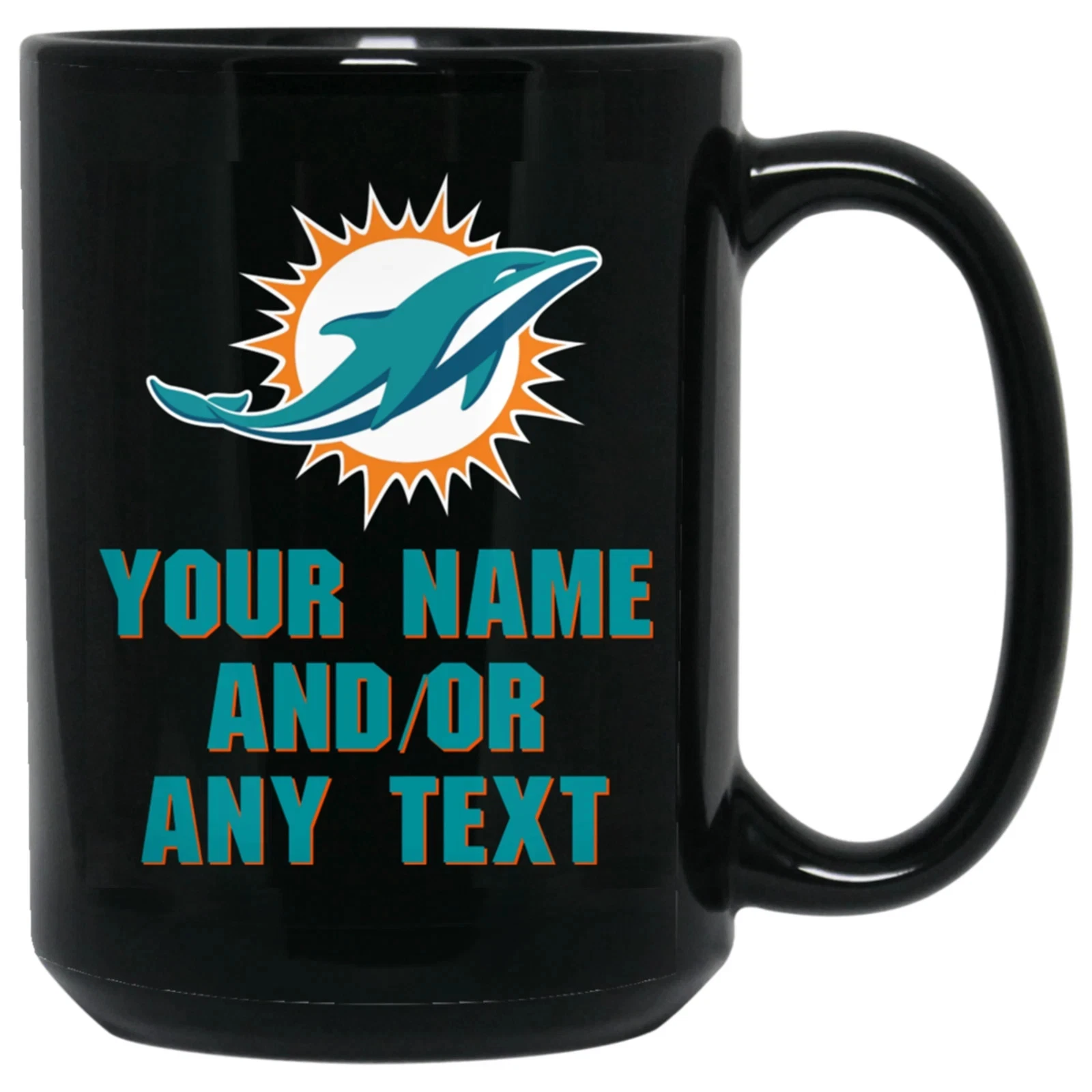 Custom Personalized Miami Dolphins Black Ceramic Coffee Mug Cup