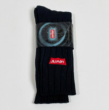 Vintage Levi's Rib Crew Socks 1 Pair Black Size 8-12 Made in USA
