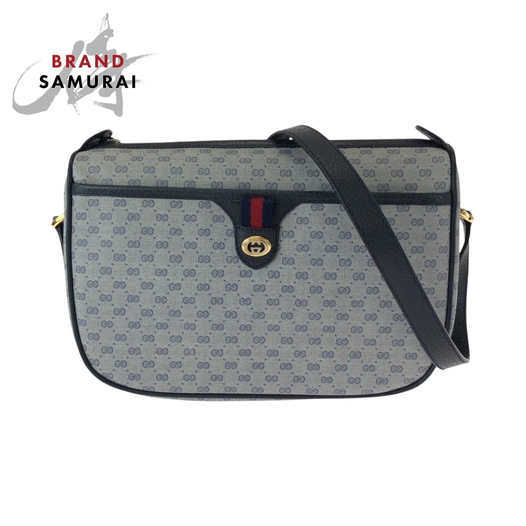 Sac bandoulière Gucci ancien gris marine or quincaillerie Gg toile suprême 89 02 077 Poche
