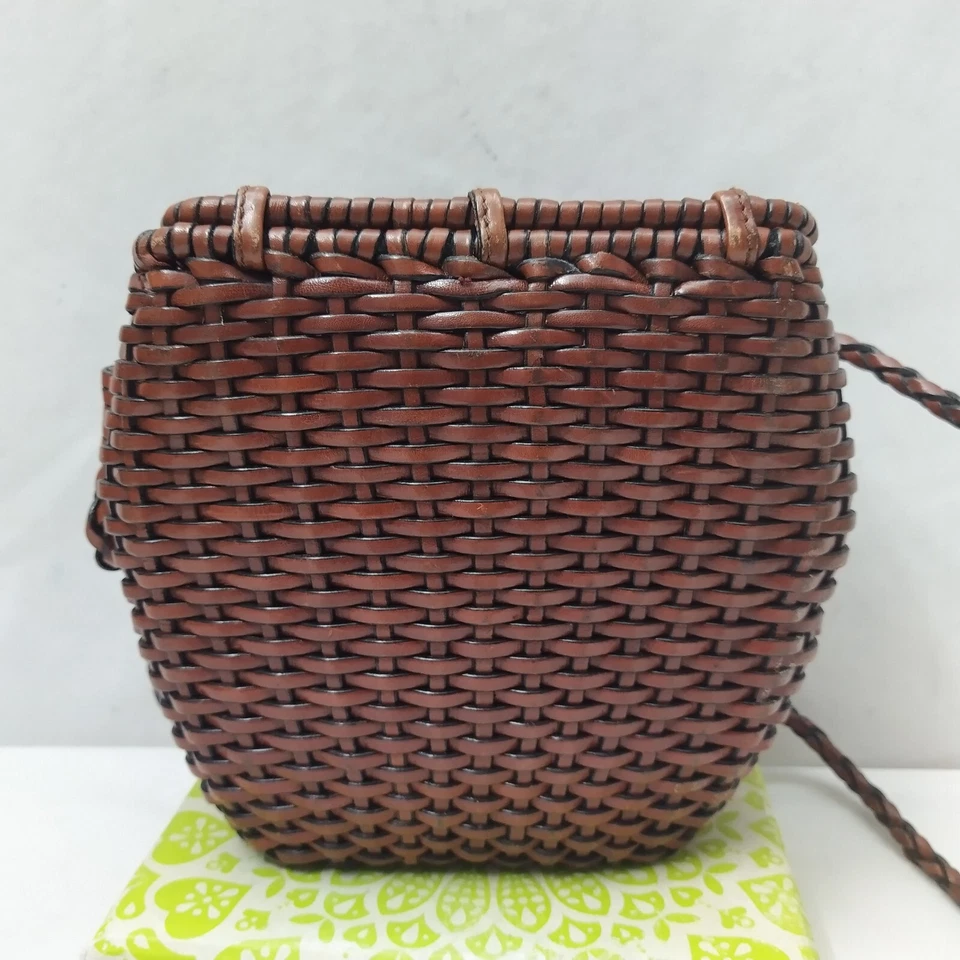 Ann Taylor Brown Woven Leather Saddle Crossbody Bag - Image 2 of 4