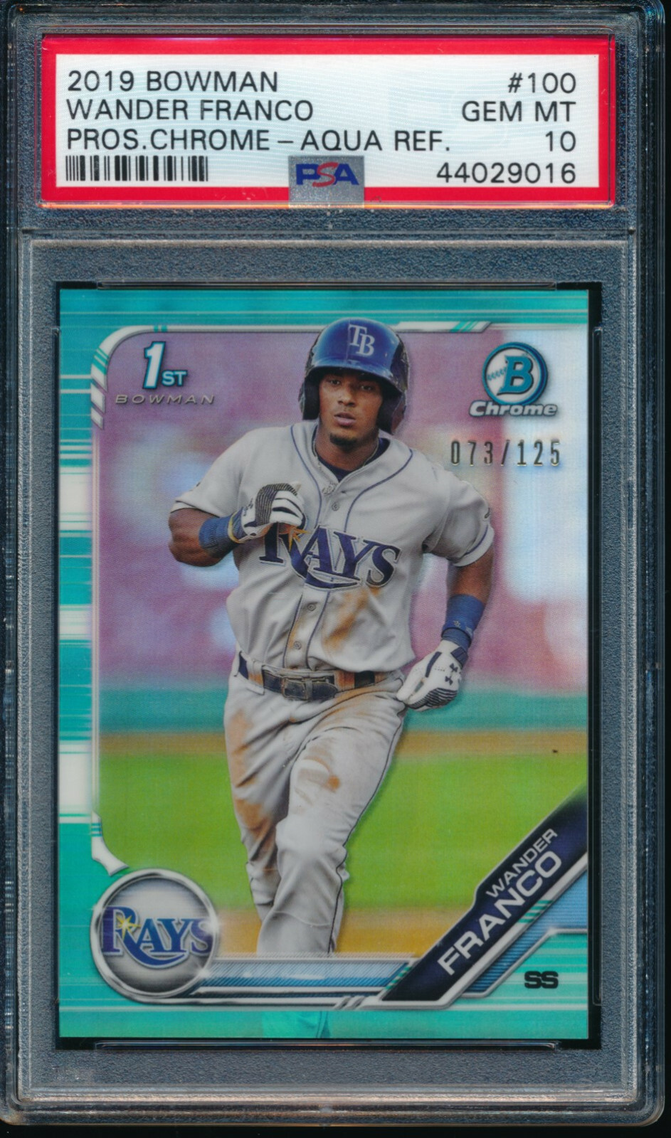 PSA 10 WANDER FRANCO 1st 2019 Bowman Chrome AQUA BLUE REFRACTOR /125 RC GEM MINT