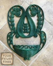 Vintage Retro 1978 Burwood Wall Pocket Decor #2298 Dark Green 15.75 x 11.25 x 3"