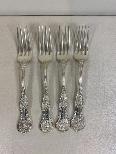 Set of 4 Gorham Sterling Silver "King George" Dinner Forks ~ 205 Grams