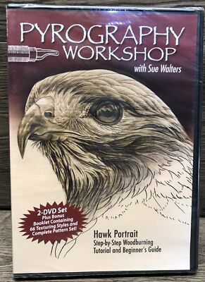 PYROGRAPHY WORKSHOP with Sue Walters 2 DVD Set Hawk Portrait WOODBURNING Guide