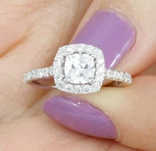 Cushion Halo 925 Sterling Silver Wedding Band Engagement Ring Size 2.5-15 M2480