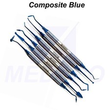 Dental Blue Titanium Composite Scalers Set Of 6 Filling Restorative Instruments