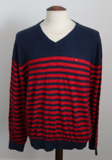 Mens Tommy Hilfiger Red Blue Striped Long Sleeve Jumper Top - Size XXL 2XL