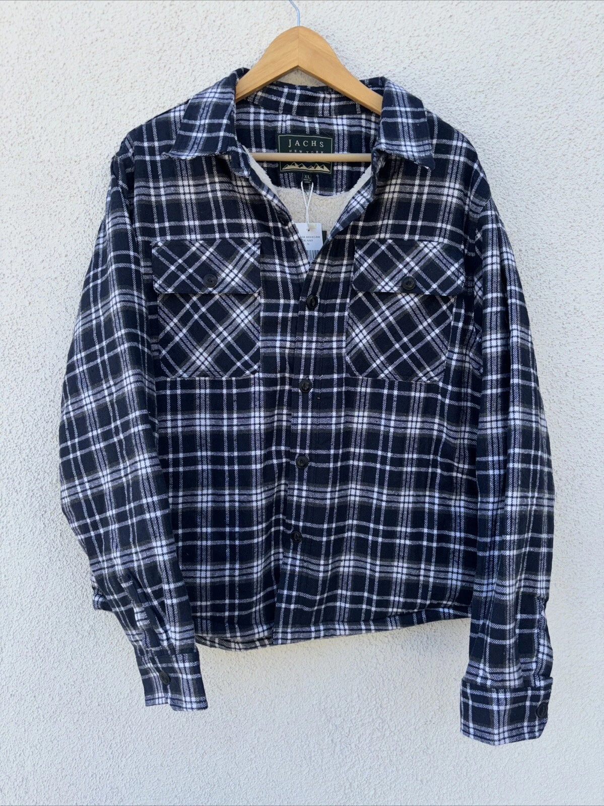 Jachs New York Men’s Flannel Plaid Sherpa Lined Interior Jacket XL NWT MSRP $179