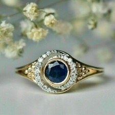 1.20Ct Round Cut Lab-Created Sapphire Halo wedding Ring 925 Sterling Silver