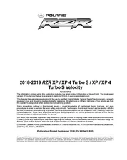 Paper Service Shop Repair Manual 2018-2019 Polaris RZR XP 4 Turbo S Velocity