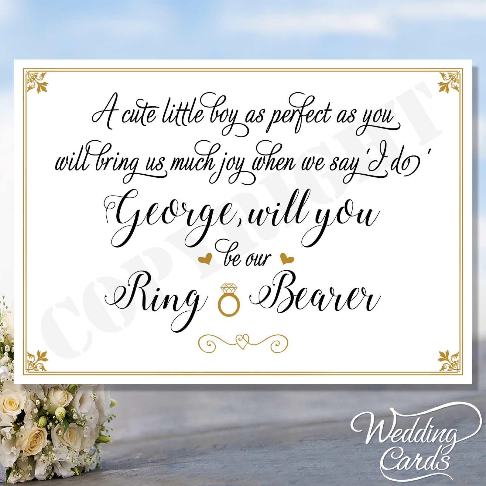 Will you be our Page Boy Ring Bearer Personalised Invite Invitation Wedding Card