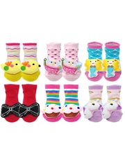 Wrapables 3D Cartoon Anti-Skid Baby Booties Sock Slippers (Set of 6), Fantasy