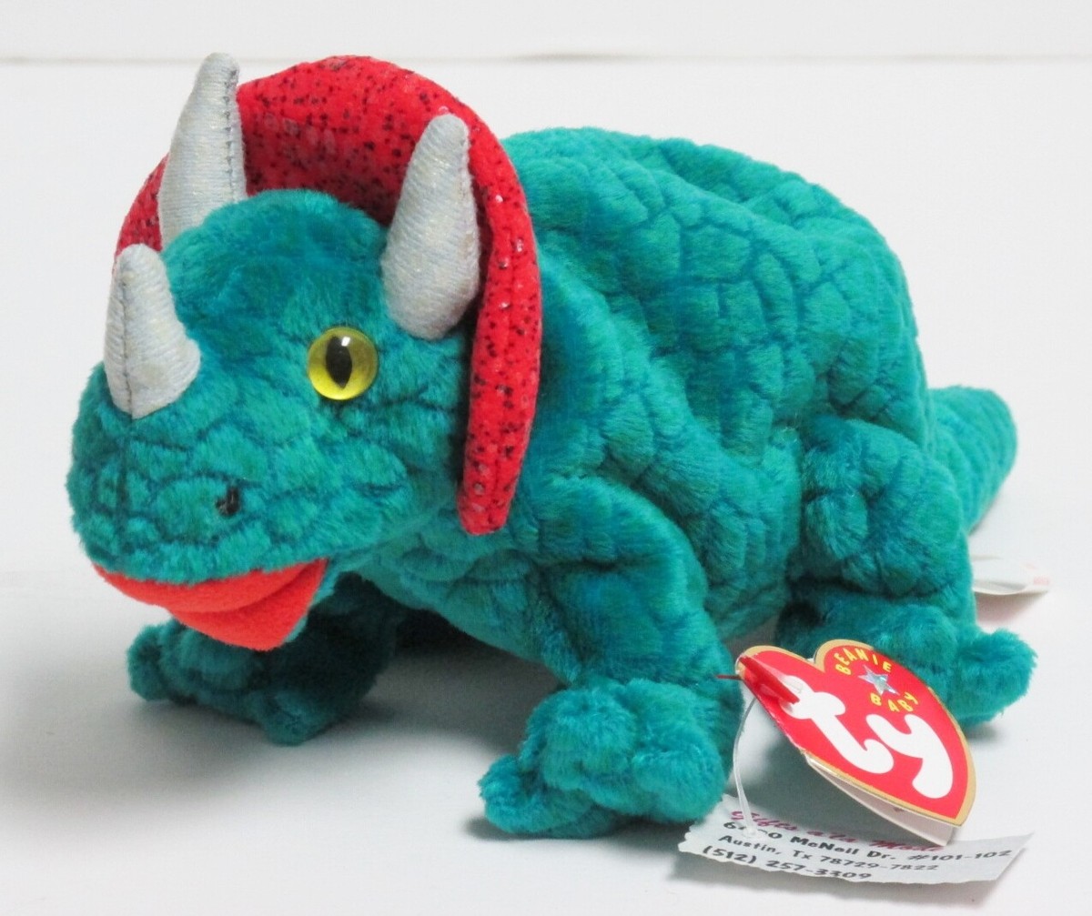 Ty Beanie Baby Hornsly Triceratops Dinosaur PRISTINE CLEAN Mint